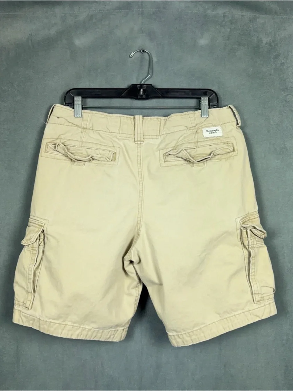 Y2K Abercrombie and Fitch Cargo Shorts Mens Size 33 Cream White Utility Distress